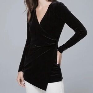 White House Black Market Velvet Faux Wrap long Sleeves top.